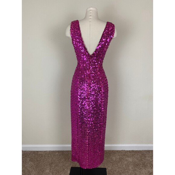 Size Medium | Vintage 60s 1960s Sequined Fuchsia Barbie Pink Bombshell Dress - Picture 6 of 8